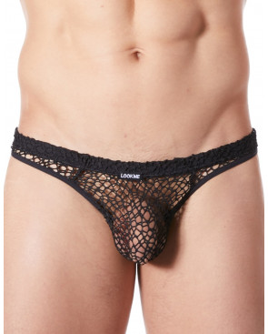 String noir sexy filet irrégulier fétichiste - LM810-57BLK