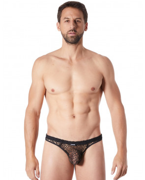 String noir sexy filet irrégulier fétichiste - LM810-57BLK