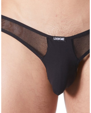 String noir sexy avec fine résille - LM805-57BLK