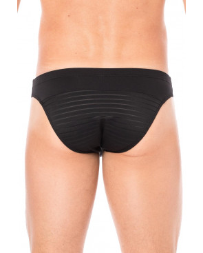 Slip noir rayé opaque et transparent - LM2906-61BLK