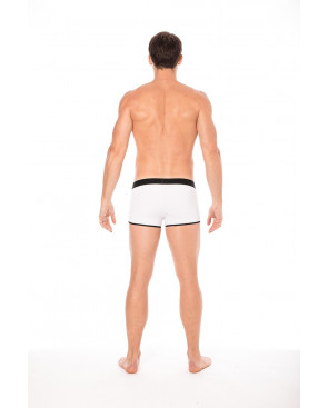 Mini-Pants blanc échancré avec zip - LM2003-68WHT