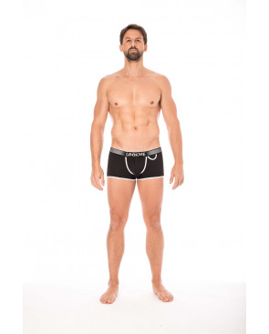 Mini-Pants noir échancré avec zip - LM2003-68BLK