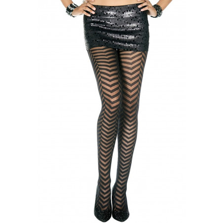 Collant fantaisie avec lignes zizag - MH7260BLK