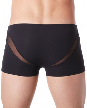 Boxer noir sexy avec fine résille en V - LM805-67BLK