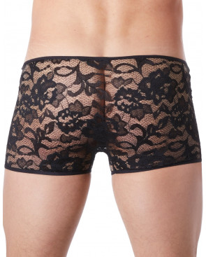 Boxer noir en fine dentelle avec légère transparence - LM706-67BLK