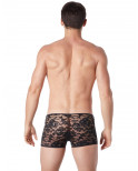 Boxer noir en fine dentelle avec légère transparence - LM706-67BLK