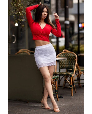 Jupe courte blanche Camélia - LSK2-SWHT