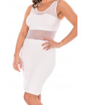 Robe sensuelle et habillée avec maille transparente blanche - LDP1WHT