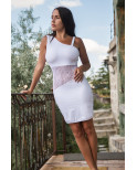 Robe blanche asymétrique avec dentelle Paola - LDR3WHT