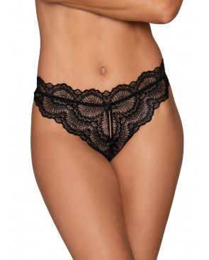 Tanga noir ouvert à l'entrejambe - DG1468BLK