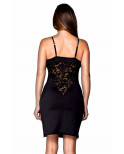 Robe cocktail noire empiècements dentelle - LDR11