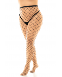 Collant grande taille large maille noire - MAL1106XBLK
