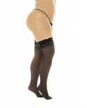 Bas en nylon sexy noir, grande taille, autofixant - MAL1108XBLK