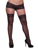 Bas résille noirs grande taille avec jarretières florales - DG0006XBLK