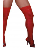 Bas rouges grande taille nylon autofixants jarretières dentelle - DG0005XRED