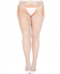 Collant résille blanc grande taille effet porte-jarretelles - MH903XWHT
