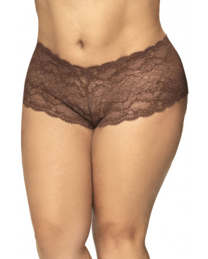 Shorty grande taille en dentelle couleur cacao - MAL90XCOCO