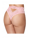 String grande taille dentelle taille haute rose - DG1477XPNK