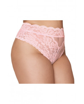String grande taille dentelle taille haute rose - DG1477XPNK