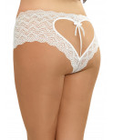 Shorty blanc grande taille de dentelle ouvert et ajouré sur les fesses forme coeur - DG1442XWHT