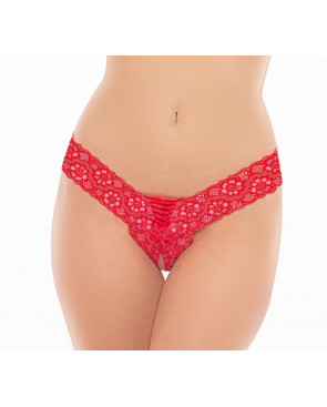 String rouge ouvert avec laçage sur le devant - REN1158-RED