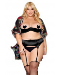 Soutien-gorge Demi-Seins, grande taille, en satin noir - DG13254XBLK