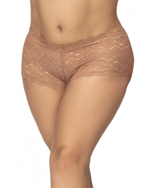 Shorty grande taille en dentelle couleur taupe - MAL90TAUP