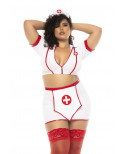 Costume infirmière 3 pièces grande taille, top avec zip fonctionnel, jupe et serre tête - MAL60018XASHW