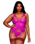 Bustier porte jarretelles grande taille rose avec string - DG13283XBEE