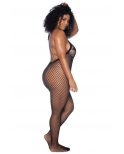 Combinaison grande taille en résille noire - MAL1116XBLK