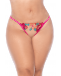 Nuisette grande taille en résille et dentelle florale rose et string assorti - MAL7609XSEGA