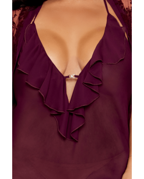 Nuisette et peignoir grande taille couleur aubergine - DG13666XCHE