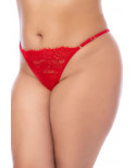 Nuisette courte grande taille rouge et string - MAL7562XRD