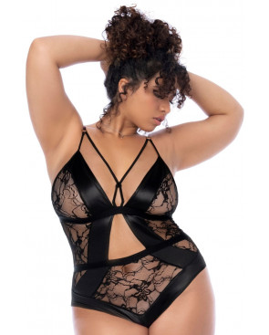 Body noir dos nu grande taille - MAL8881XBLK
