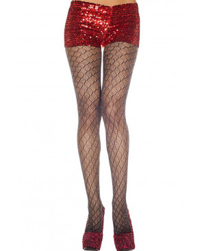 Collant noir nylon motifs géométriques - MH50419BLK