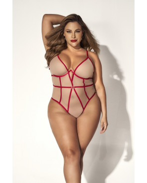 Body String, grande taille, chair et rouge - MAL8817XRED