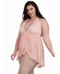 Body string grande taille décolleté effet nuisette ouverte - DG11513XPNK