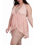 Body string grande taille décolleté effet nuisette ouverte - DG11513XPNK