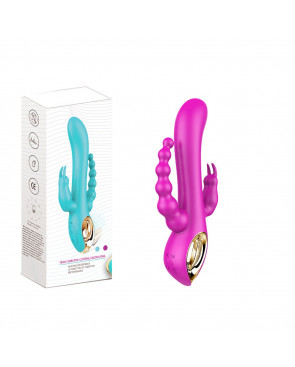 Vibromasseur Rabbit  rose  avec chapelet vibrant - TOZ-024PNK