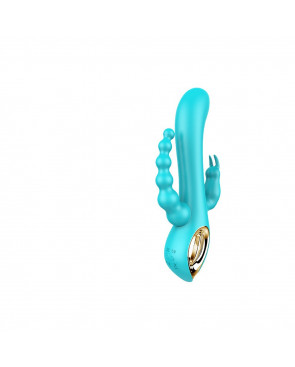 Vibromasseur rabbit  bleu  avec chapelet vibrant - TOZ-024BLU