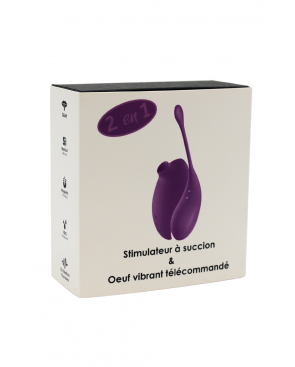 2en1 Stimulateur clitoridien à picots par aspiration avec son œuf vibrant à distance violet - 0-B0009PUR