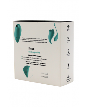 2en1 Stimulateur clitoridien à picots par aspiration avec son œuf vibrant à distance turquoise - 0-B0009TUR