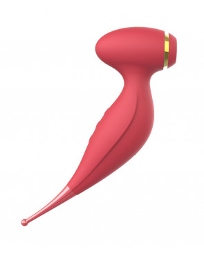 Oiseau du Paradis - Vibromasseur 2 en 1 avec vibration clitoridienne par membrane et embout stimulateur rouge - CR-820RED