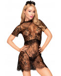 Robe transparente, serre tête et string assorti Noir Poison cookie - PH0063BLK