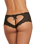 Shorty noir de dentelle ouvert et ajouré sur les fesses forme coeur - DG1442BLK