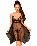 Nuisette et string assorti Noir Naughty doll - PH0082BLK
