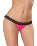 Tanga rose ouverture coeur et dentelle noire - DG1377HPK