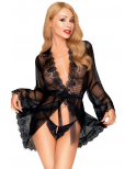 Peignoir et string assorti Noir Hypnotic power - PH0096BLK