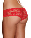 Shorty sexy taille basse rouge en dentelle - DG1375RED