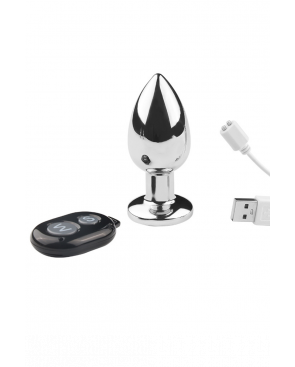 Plug vibrant acier inoxydable anal taille M avec télécommande, USB - RY-207-M